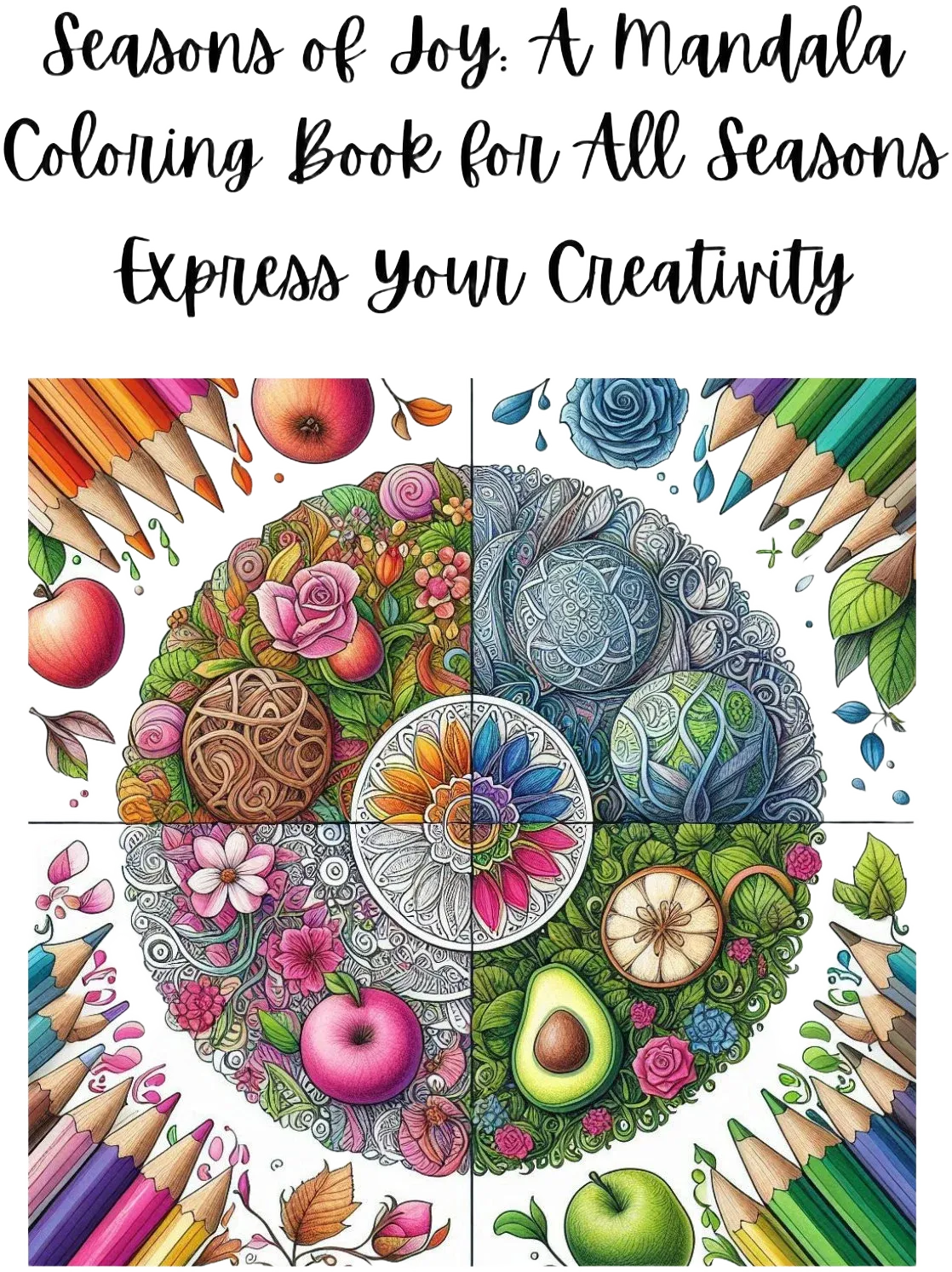 Seasons of Joy: A Mandala Coloring Book for All Seasons,digital download,printable,coloring pages,intricate mandala, nature,relaxing