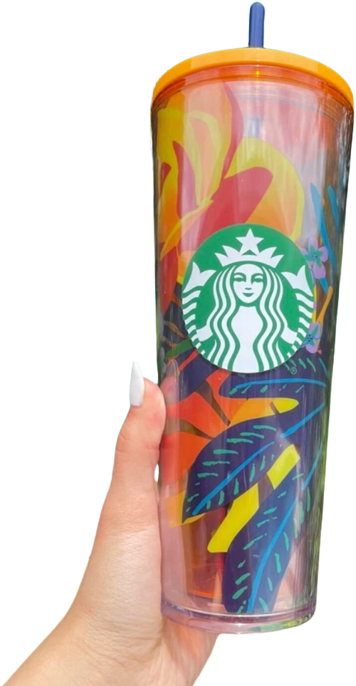 Starbucks summer 2022 tropical orange floral cold cup