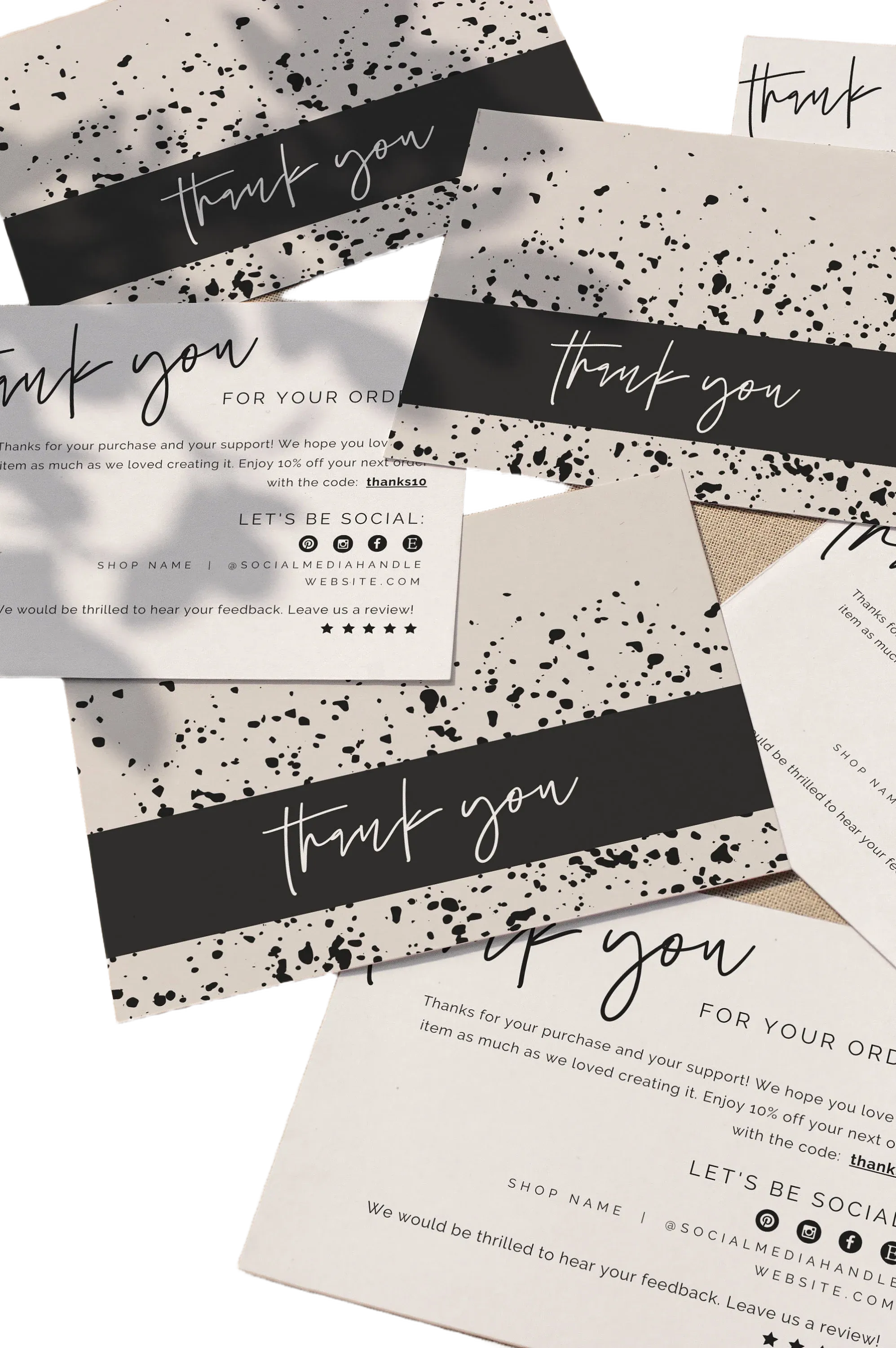 Modern Small Business Thank You Card Template Canva, Editable Thanks For Your Purchase Card, Abstract Printable Package Insert  - &#39;Zoe&#39; TY84