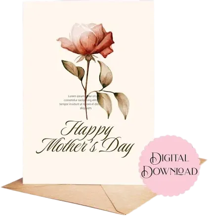Elegant Mother's Day Printable Rose Card