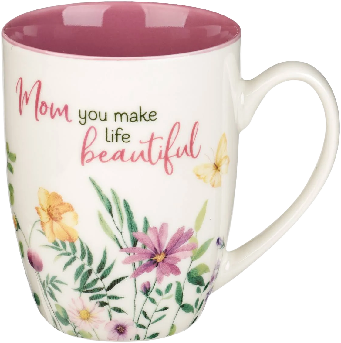 Christian Art Gifts Mom You Make Life Beautiful Mauve Floral Garden Ceramic Mug