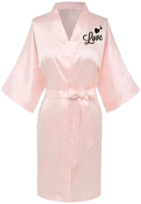 Herrnalise Women's Lace-Trim Silk Robe