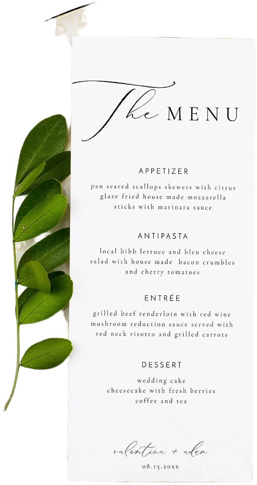 Elegant Calligraphy Wedding Menu Template, Printable Wedding Menu Cards, Editable Script 4x9 and 5x7 Table Menu, Simple Classic VALENTINA
