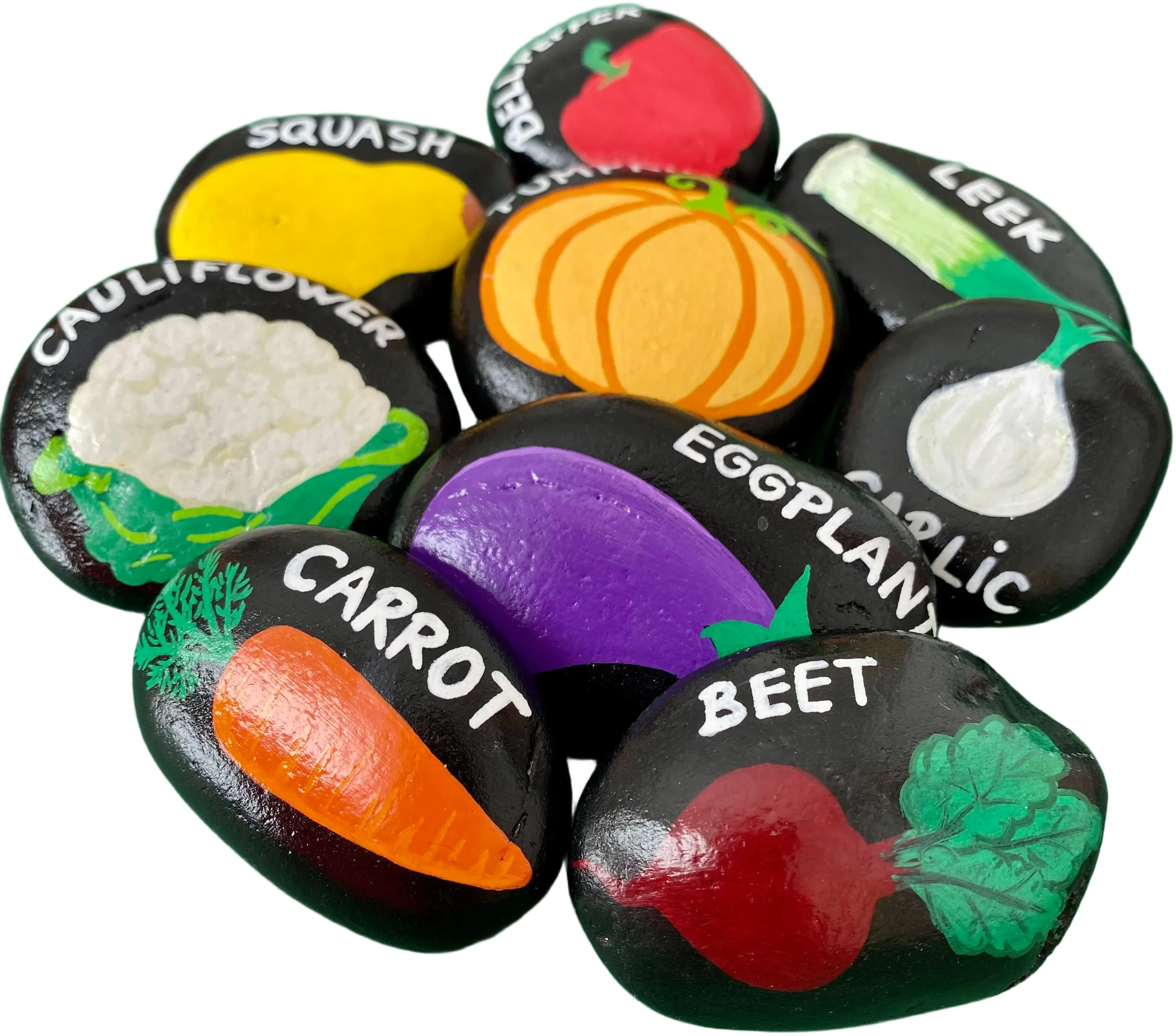 Set of 10 Vegetable garden markers for garden decor, Mothers Day gift, Gardener gift, Ecological gardening, Hand painted rock art