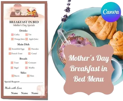 Mother's Day Breakfast in Bed Menu