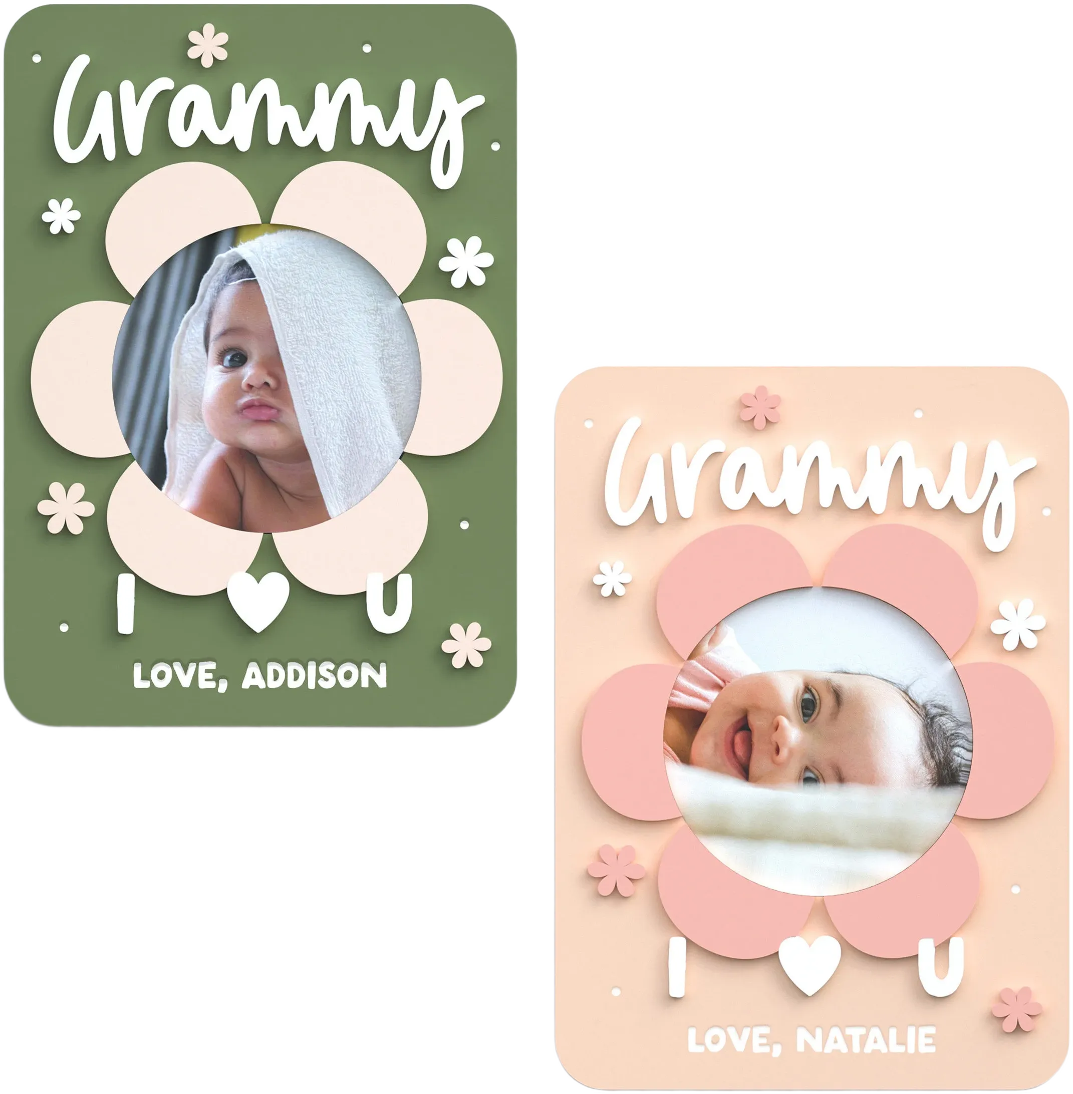Personalized Name Grammy I Love you Photo Magnet Frame, Mother&#39;s Day, Custom, Daisy, Gift for Grandma, Keepsake, Fridge Photo Frame, Grammie