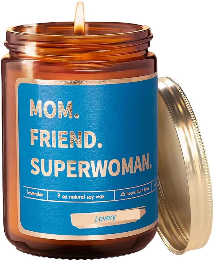 Lovery "Mom, Friend, Superwoman" Lavender-Scented Soy Wax Candle, 9 oz.