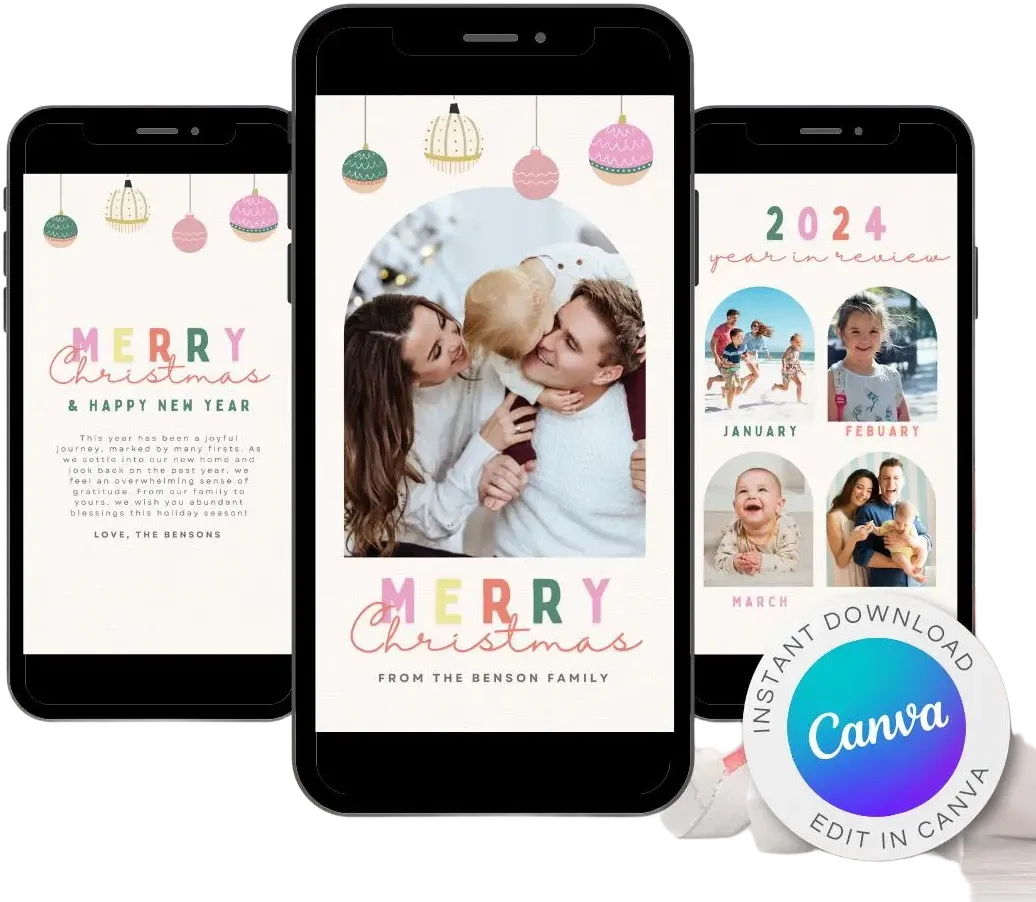 Digital CHRISTMAS Card Year in Review | Trendy Ecard Eco Friendly | Animated Holiday  Video Invite |  eCard Editable DIY Template Canva