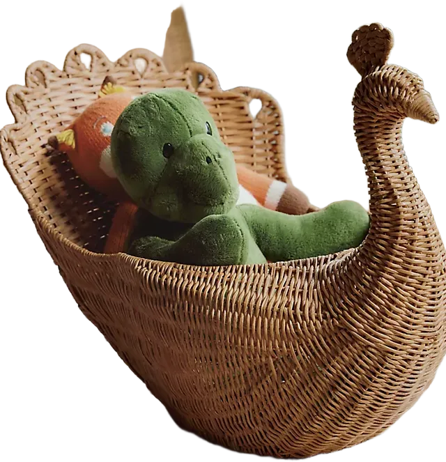 Ida Peacock Woven Wicker Basket