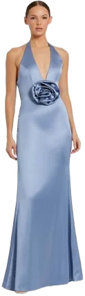 Ieena for Mac Duggal Women's Satin Halter Slip Dress with 3D