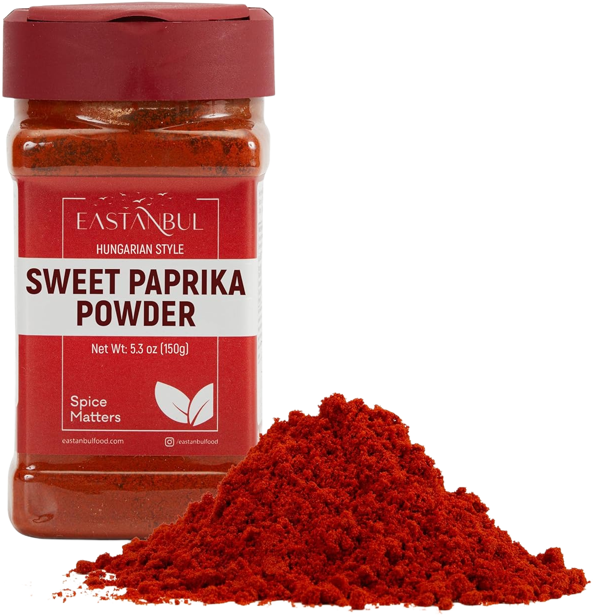 Eastanbul Hungarian Sweet Paprika, 5.3oz Sweet Paprika Powder, Hungarian Style Paprika, Paprika Spice Flavor Enhancer, Ground Vibrant Red Paprica, Tatli Kirmizi Toz Biber, 150g