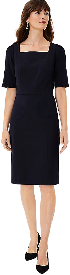 Ann Taylor Women's Square Neck Seasonless Stretch Sheath Dress