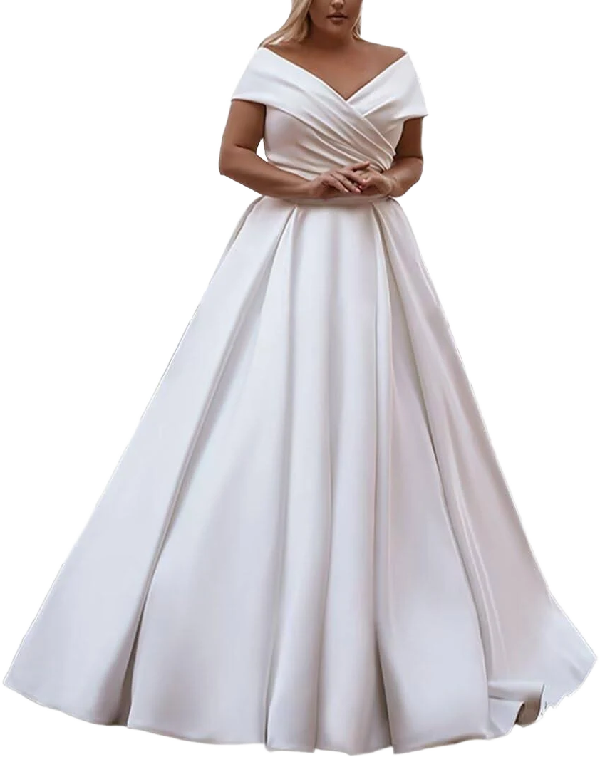 BIRENEROBE Women's A-Line Lace Applique Tulle Wedding Dress