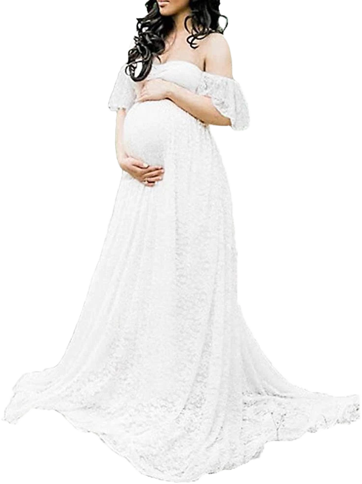 Floral Lace Maternity Photography Dress