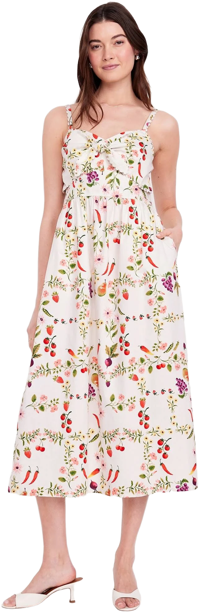 Old Navy Women's Fit & Flare Tie-Front Seersucker Midi Dress