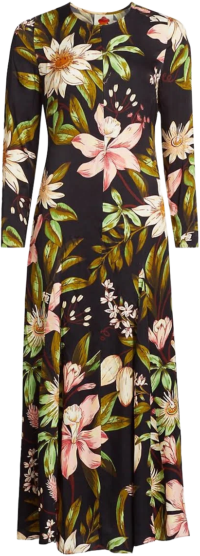 FARM Rio Women's Surreal Flowers Long-Sleeve Midi-Dress