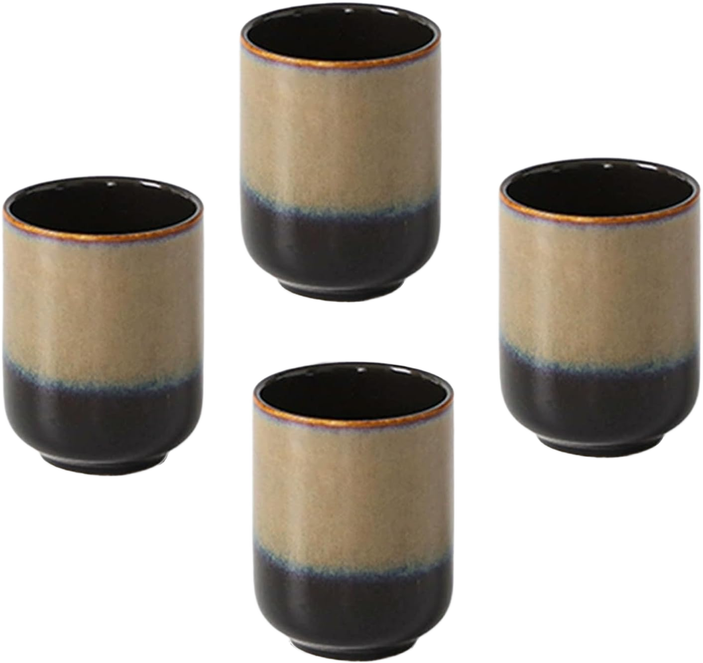 Large Ceramic Tea Set, Chinese Tea Cup, Coffee Cup, Ceramic Mate Tea Cup Set 4 Piece (Coffee gold)