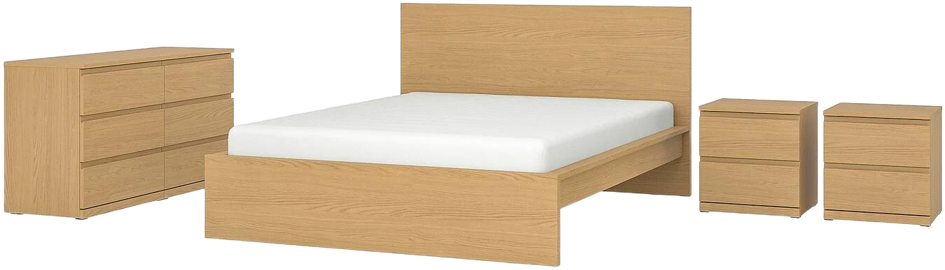 Black Malm 55 Inch Long High Gloss 7 Drawer Dresser