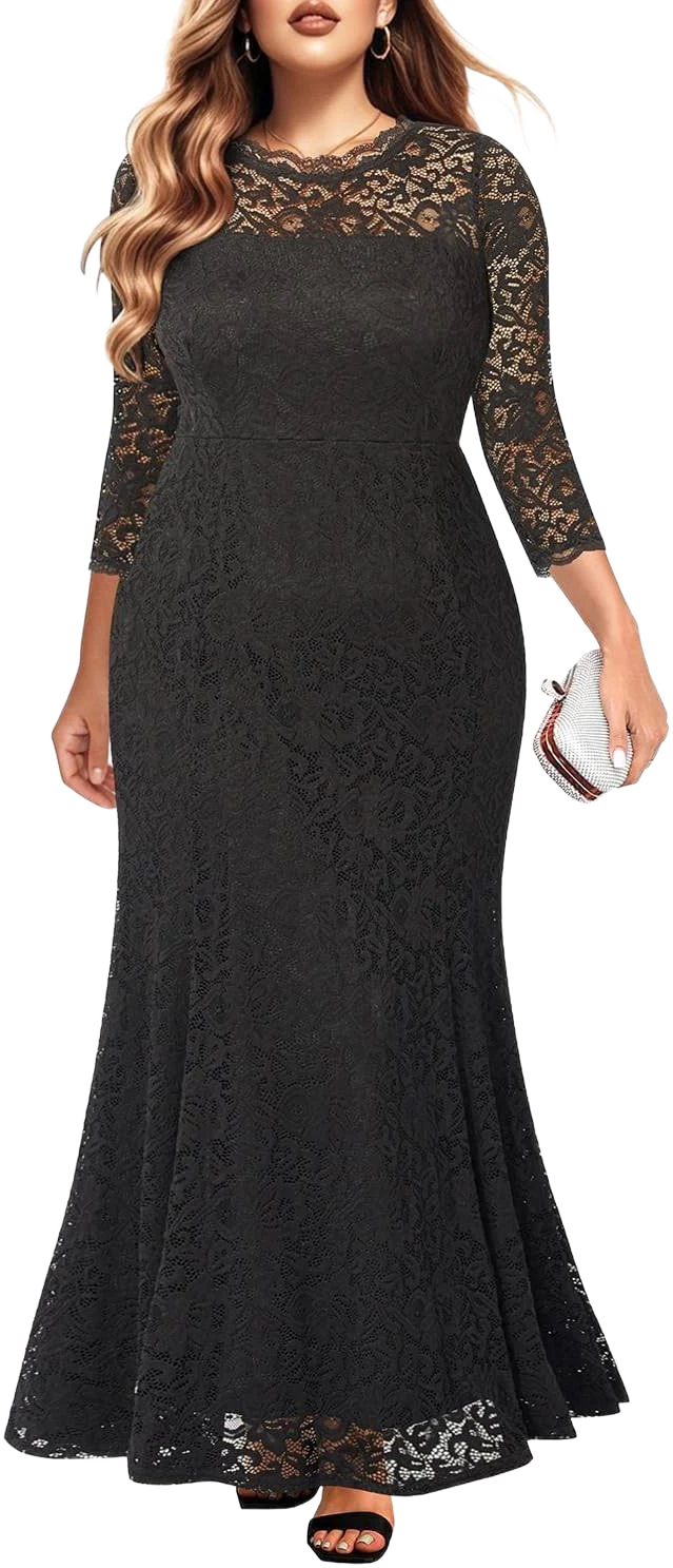Plus Size Lace Mermaid Wedding Dress
