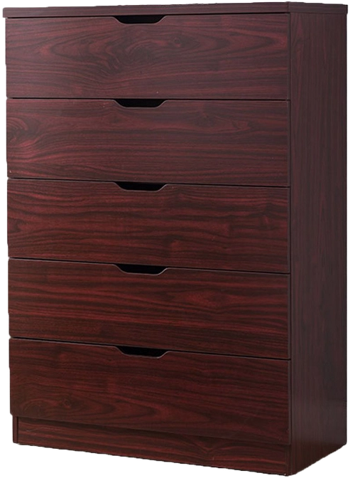 NicBex  5 Drawers Dresser for Bedroom,Modern Style Wooden Drawers with Cutout Handle,Dressers for Kids Room,Living Room,Entry and Hallway,Mahogany