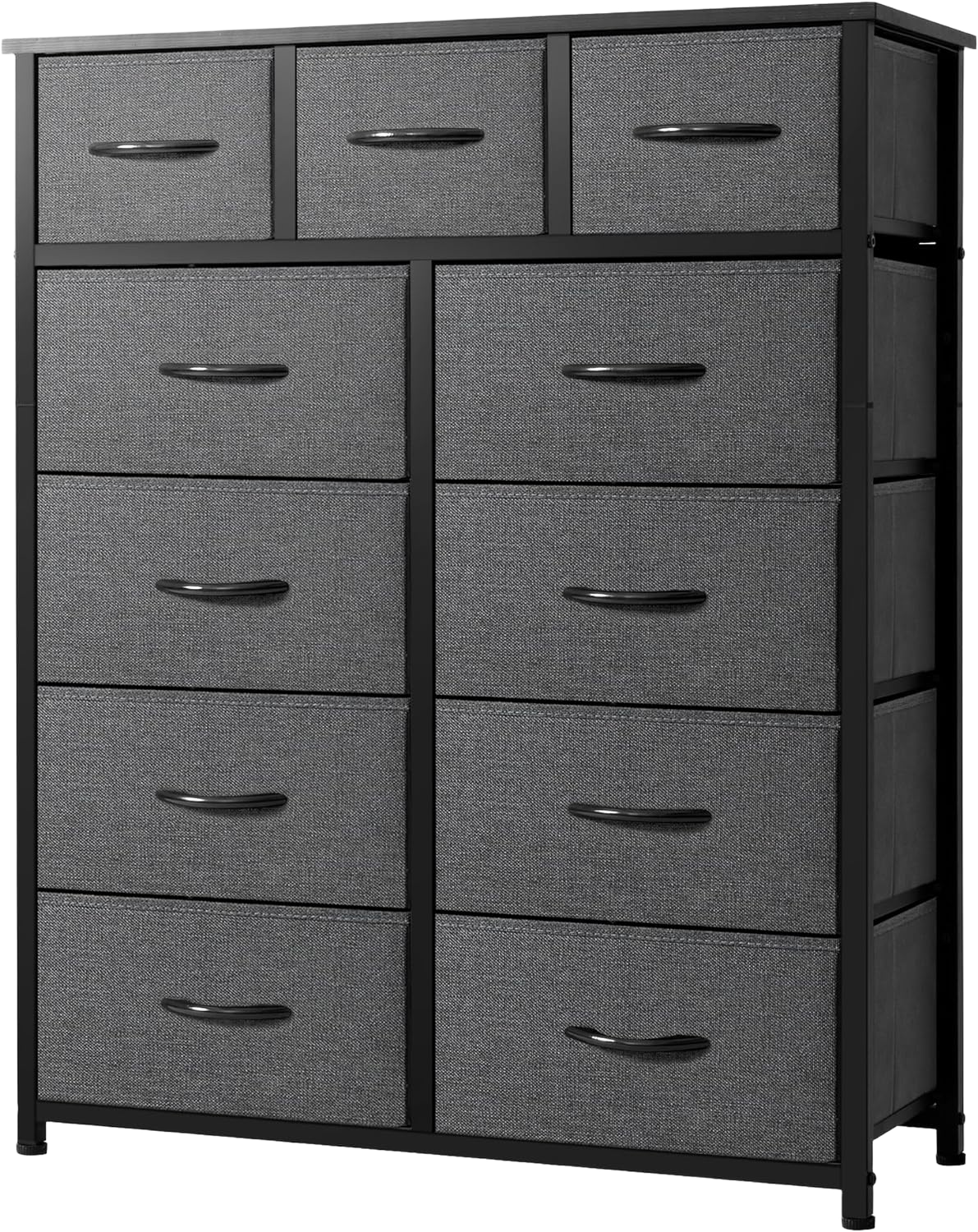 AZL1 Life Concept 11-Drawer Dresser, Fabric Storage Tower for Bedroom, Living Room, Large Tall Dressers for Bedroom with Wooden Top and Metal Frame, Bedroom Dressers & Chests of Drawers, Dark Grey