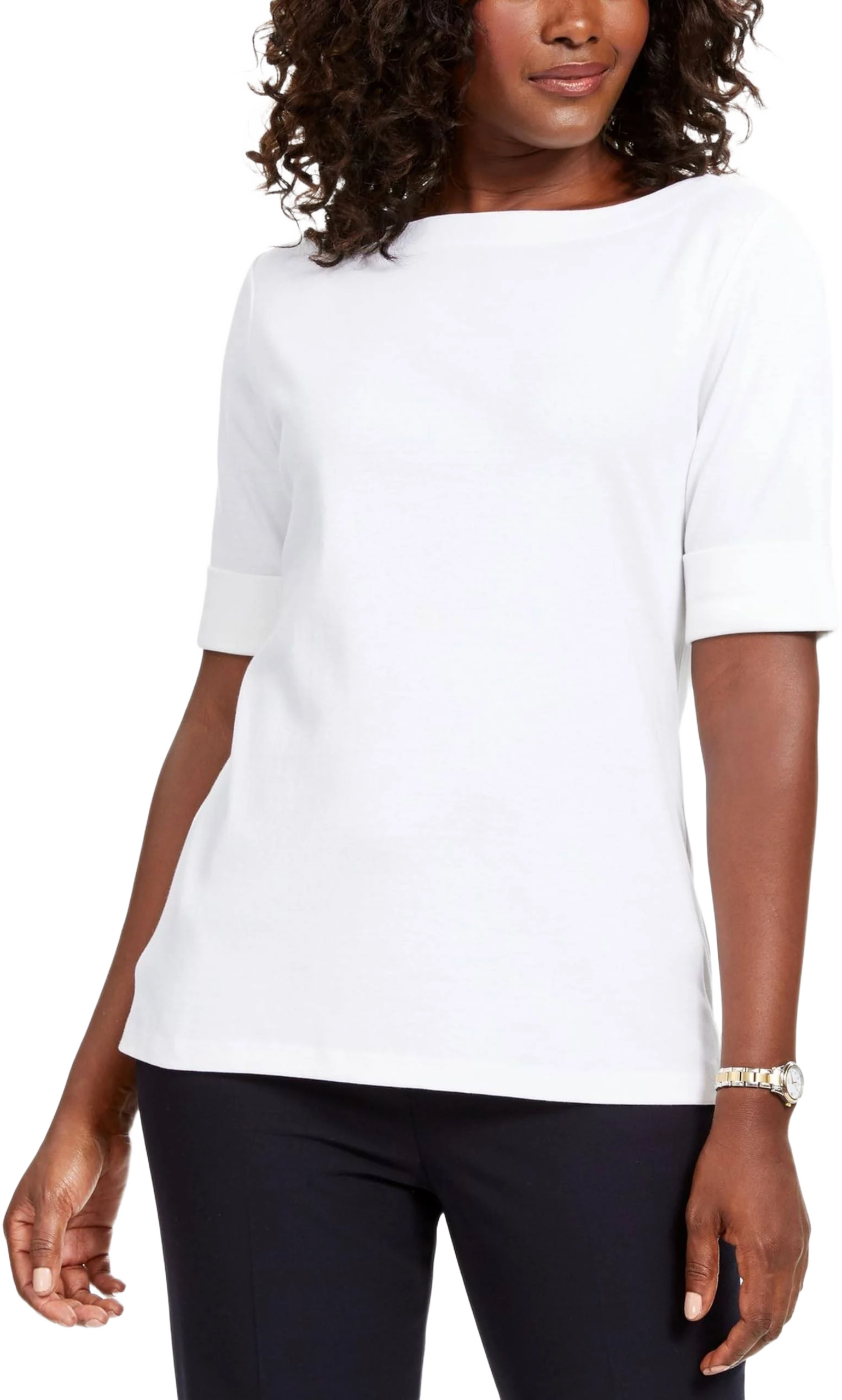 Karen Scott Cotton Boat-Neck Top