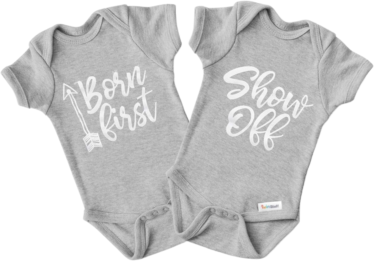 100% Cotton Newborn Twin Rompers, Cute & Cozy Unisex Matching Outfits for Baby Boys & Girls, Soft and Breathable