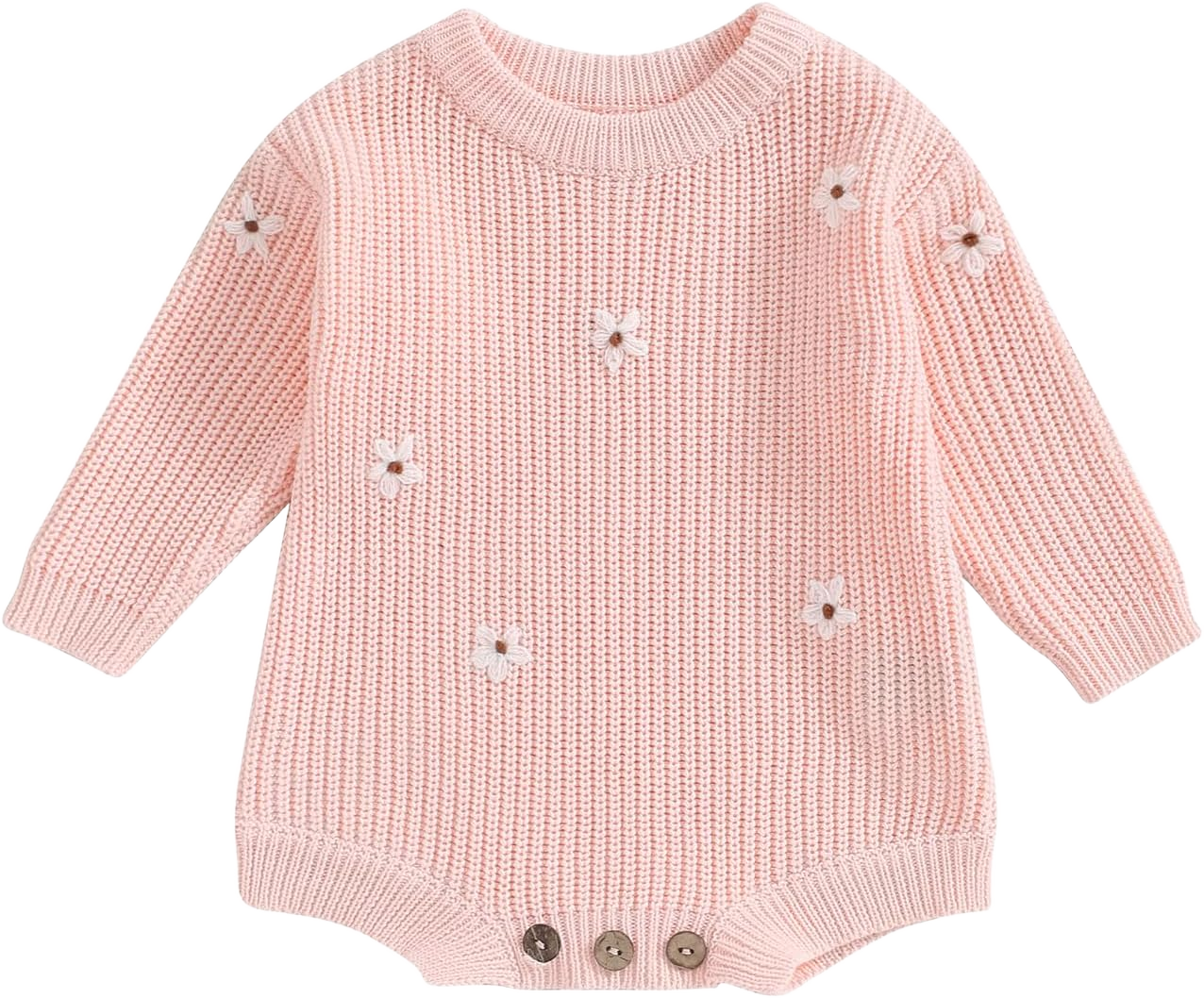 Douhoow Baby Sweater Romper Knit Baby Sweater Infant Girl Boy Sweatshirt Romper Fall Winter Outfits Light Pink-2 0-3 Months