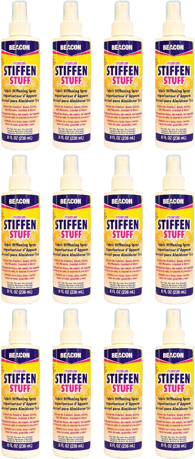 BEACON Stiffen Stuff Fabric Stiffening Spray - Quick, Even Application with No Flaking or Cracking, 8-Ounce, 12-Pack