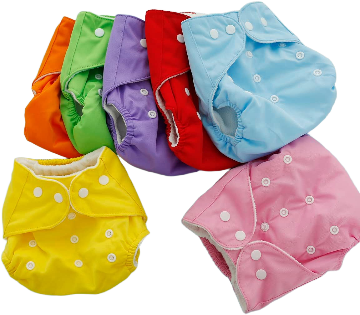7Pcs Baby Cloth Nappies Reusable Pocket Nappy Washable Adjustable Cloth Diapers Super Absorbent Cloth Nappies Multi-Color Comfortable Cloth Diapers for Baby Infants Boys Girls