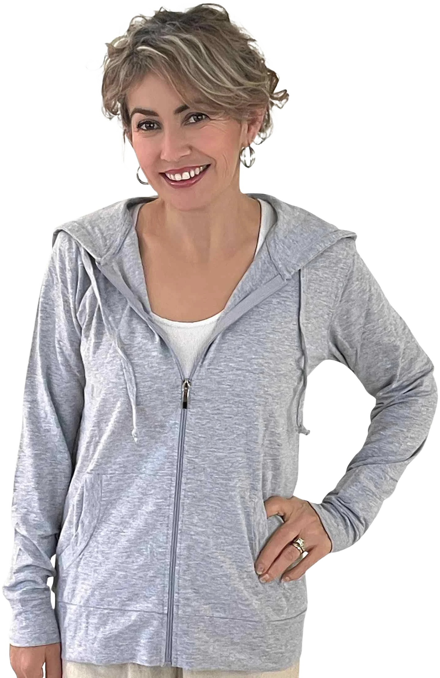 Women's COUVER Active Casual Thin Cotton Zip Up Hoodie Jacket