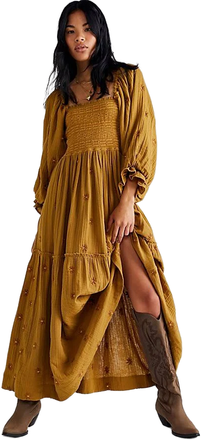 Free People Dahlia Embroidered Maxi Dress