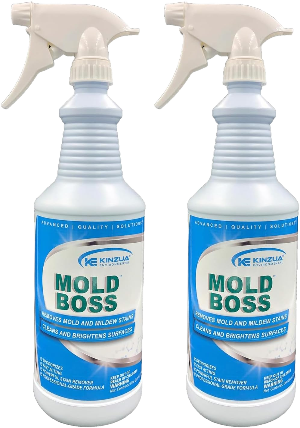 KINZUA ENVIRONMENTAL Mildew and Mold Remover Spray for Indoor & Outdoor, Cleans Hard Water Stains, Soap Scum & More, Mold and Mildew Stain Remover, Safe on Shower Tile & All Surfaces, 32 oz, Pack of 2 32 Fl Oz (Pack of 2)