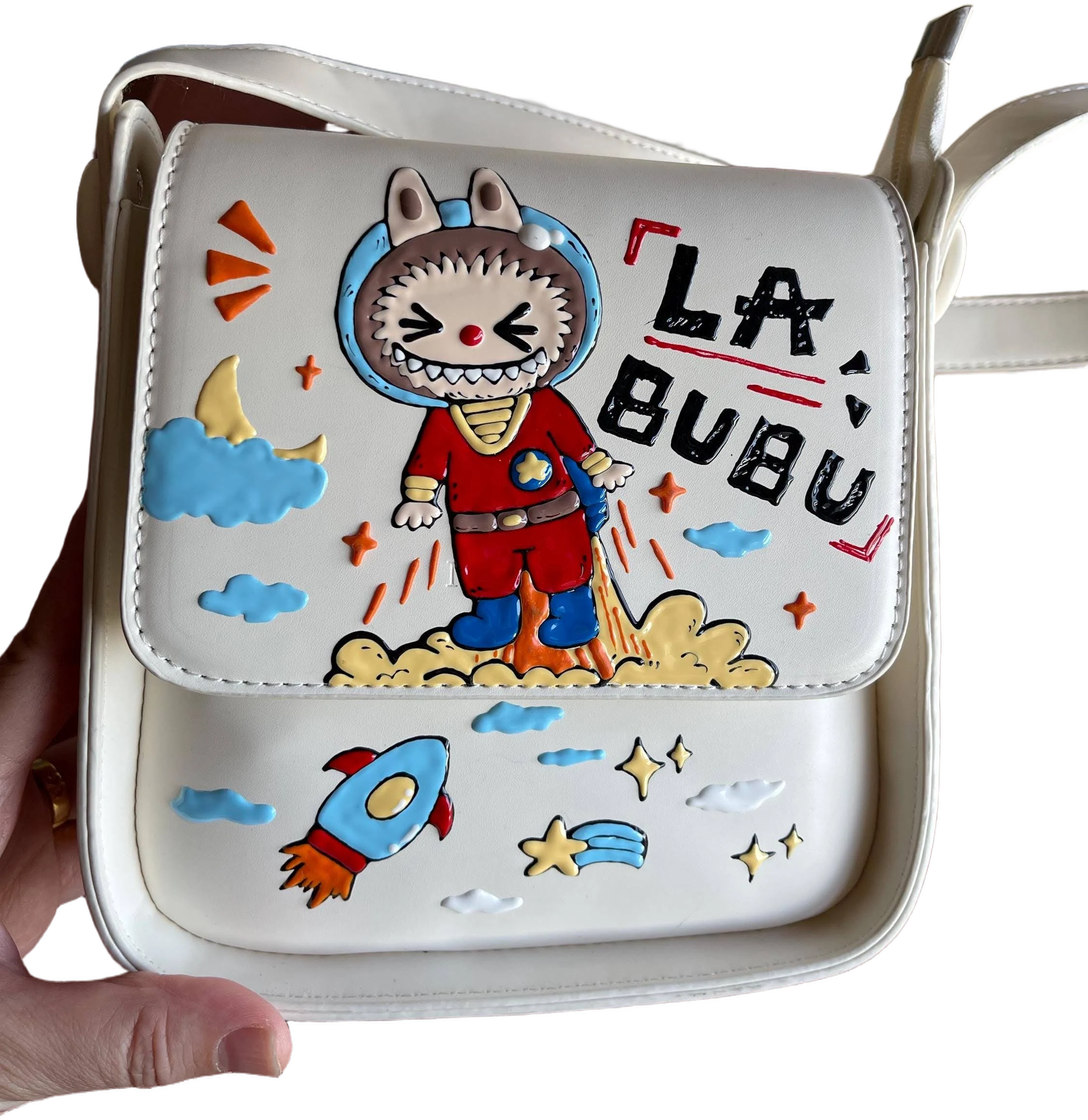 Unique Hand-Painted Labubu Crossbody Bag - Cute and Stylish Artisan Accessory