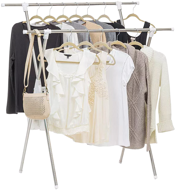 Clothes Drying Rack, Extendable Foldable Heavy Duty Clothing Rack with Hanging Rod