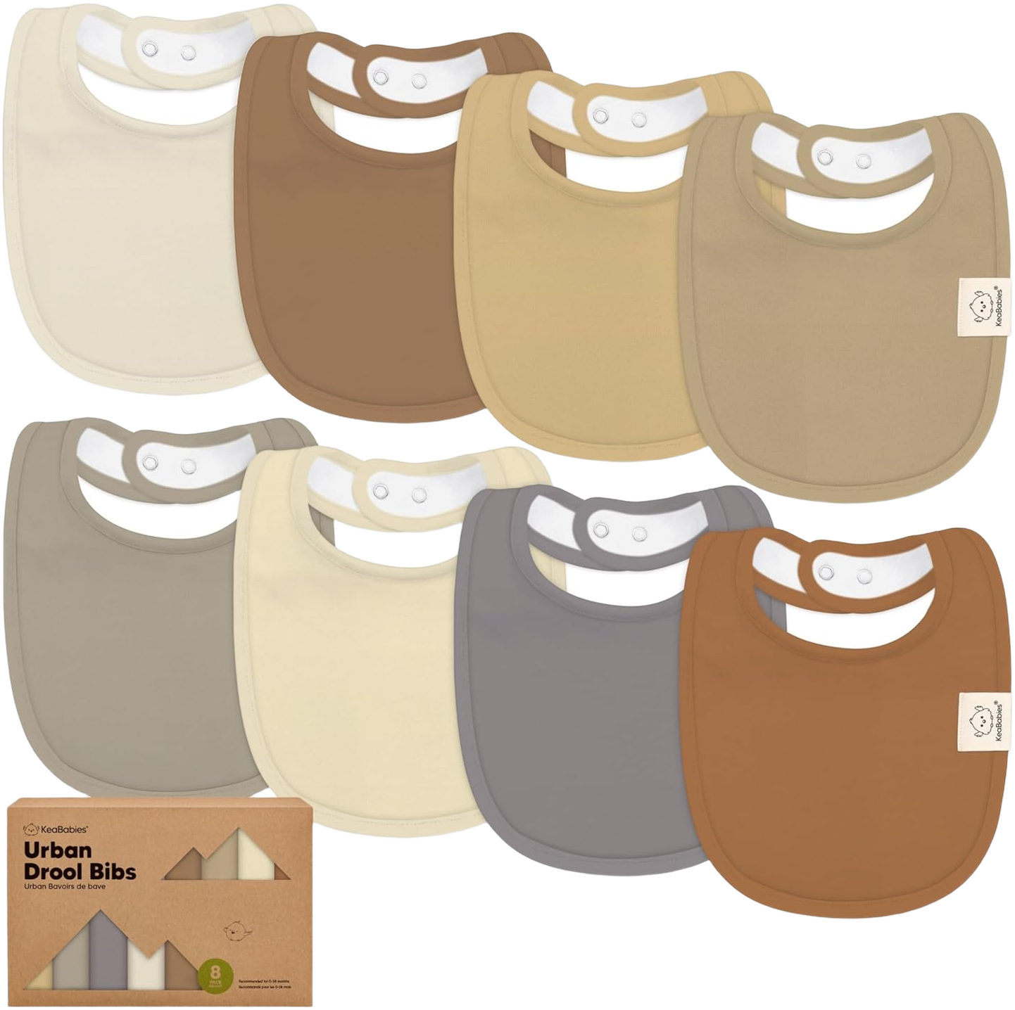 8-Pack Organic Baby Bibs for Boys, Girls - Soft Cotton Drooling and Teething Bibs for Baby Girl & Boy, Extra Absorbent, Easy to Clean & Put On for Toddler, Newborn, Infant 0-24 Months (Terracotta)