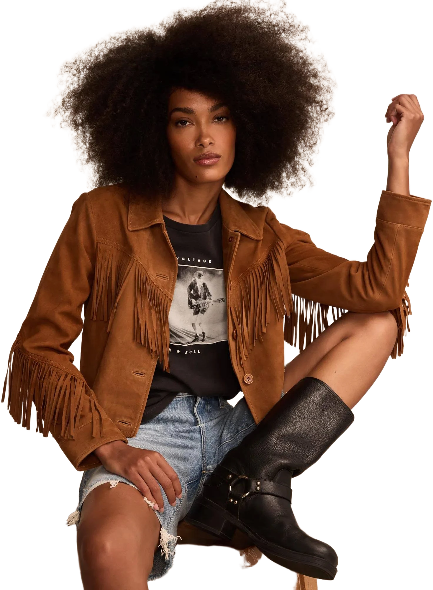 Lucky Brand Women's Suede Fringe Western Jacket