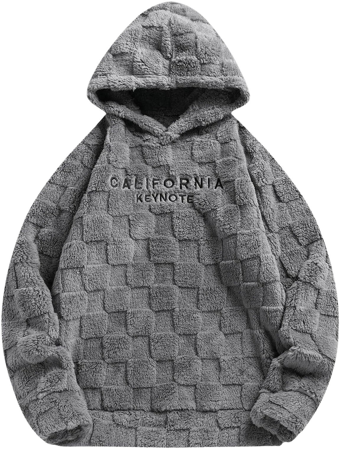 SOLY HUX Men's Letter Graphic Sherpa Embroidery Fleece Hoodie