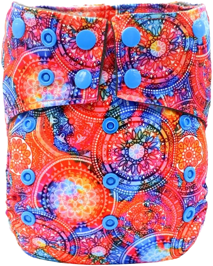 SS 1.0 All-In-One Cloth Diaper - Convenient, Soft & Absorbent with Tummy Panel & Snap System for Leak Prevention - Made with Natural Fiber Bamboo & Odor Resistance Mandala