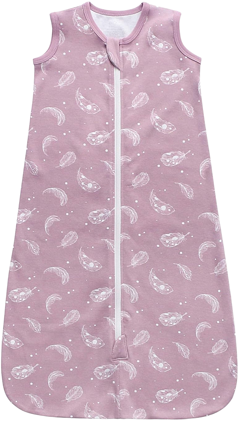 Owlivia Baby Sleep Sack Organic Cotton Sleeping Bag with 2-Way Zipper,100% Organic Cotton Wearable Blanket,Unisex Sleep Sack(Feather Mauve, 3-12 Months) 0.5tog 3-12 Month 0.5tog Feather Mauve