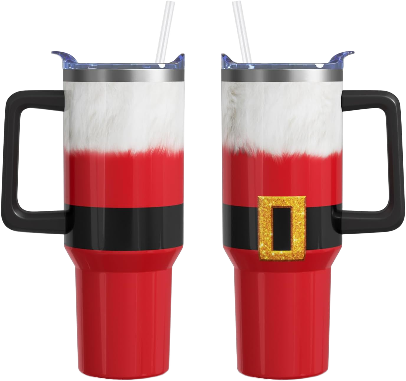 Christmas Gifts 40 Oz Tumbler with Handle and Straw, Red Xmas Santa Claus Clothes Stainless Steel Insulated Cup Water Bottle, Holiday Gifts for Women Men (1PC) clothes tumbler-01 40 oz