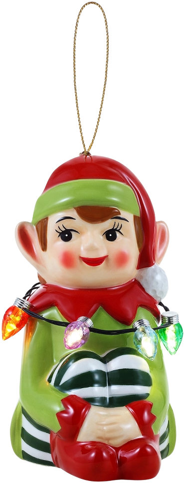 Mr. Christmas Mini Nostalgic Ceramic LED Christmas Decoration Figurine - Elf
