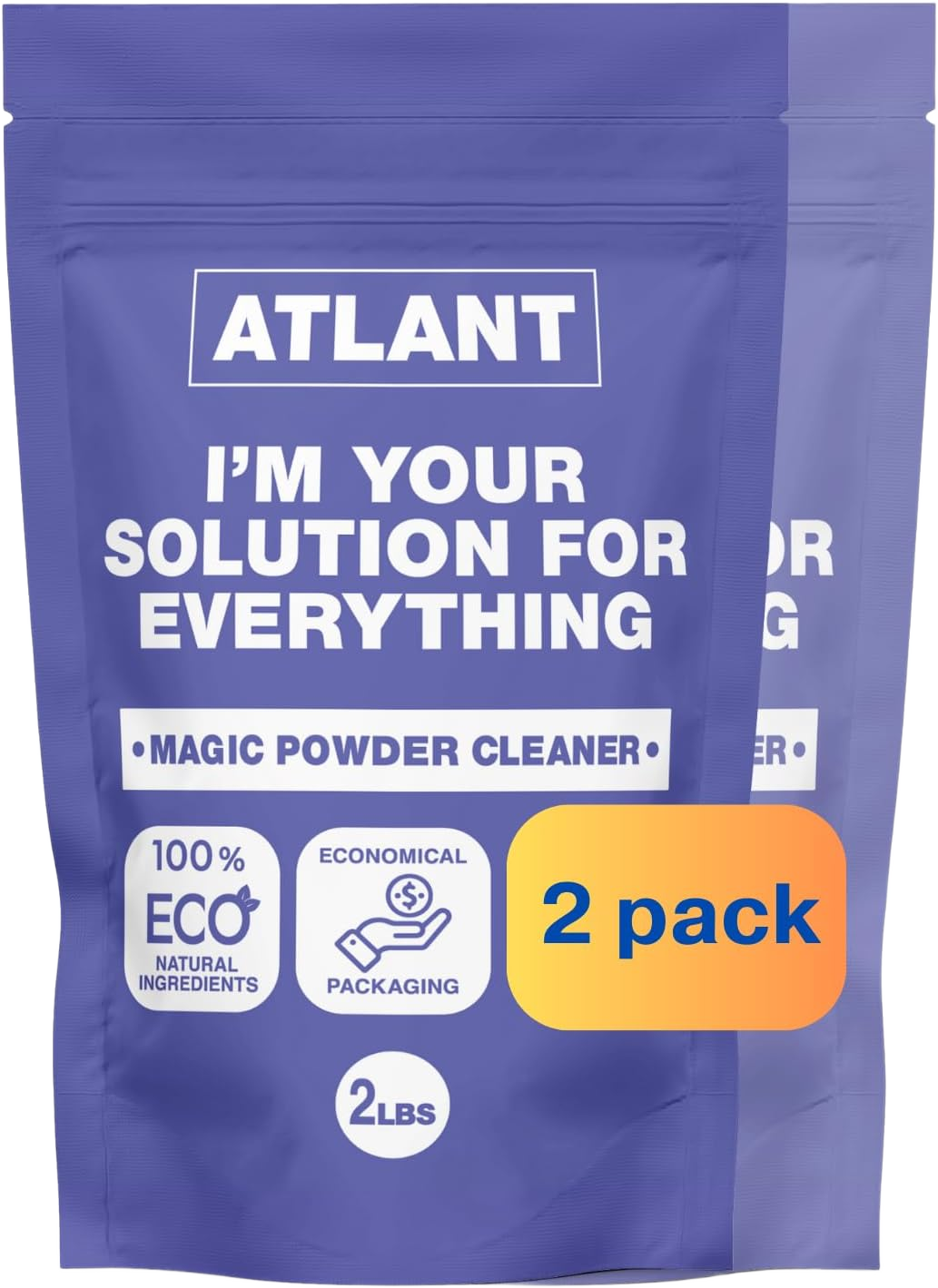 ATLANT Stain Remover (32 Oz) Unscented Magic Powder Oxygen Bleach Color Safe Limescale Animal Odor Eliminator Baby, Laundy and Kitchen Essentials (2 pack)