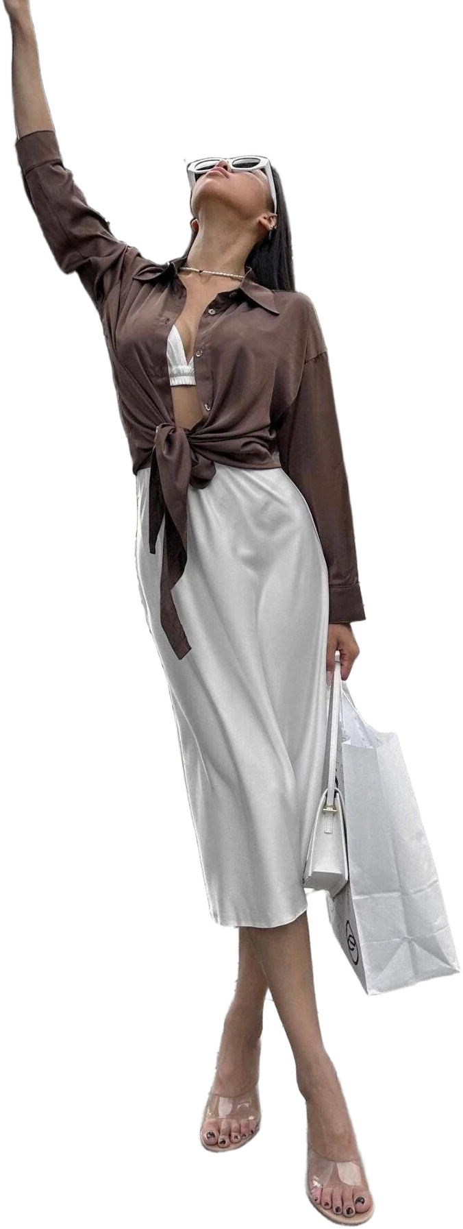 Pearl Satin Midi Skirt