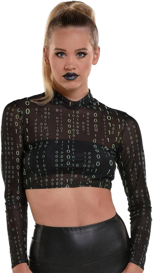Amscan Cyberpunk Mesh Mock Neck Long Sleeve Top