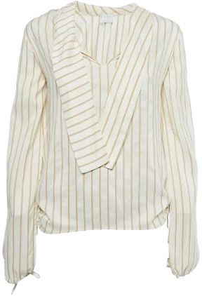 Marni Cream Stripe Silk Neck Tie-up Detail Blouse