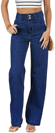 Sidefeel Women's High-Waisted Straight Leg Stretchy Jeans