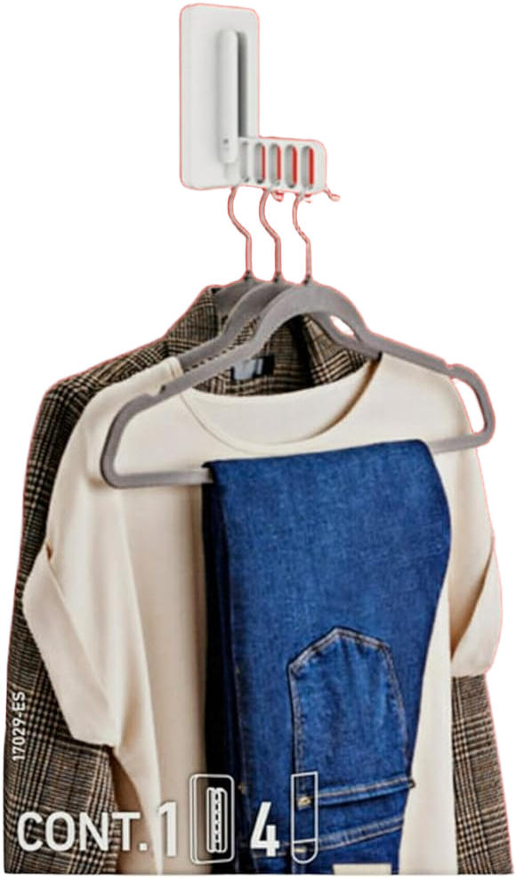 Command Folding Clothes Hanger, Holds up to 5 Hangers 7.5 lb, 1.5lbs per Rung, 1 Hook with 5 Rungs, 4 Strips, Closet Organizer, Home Organization