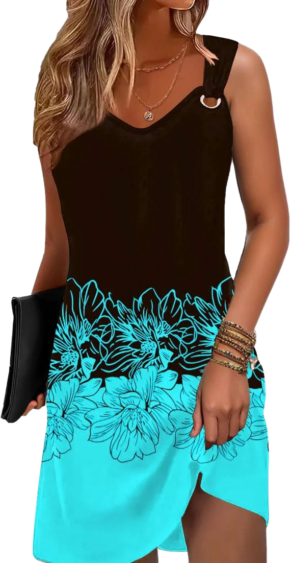 Women's Casual Boho Floral Printed A-Line Tank Dress