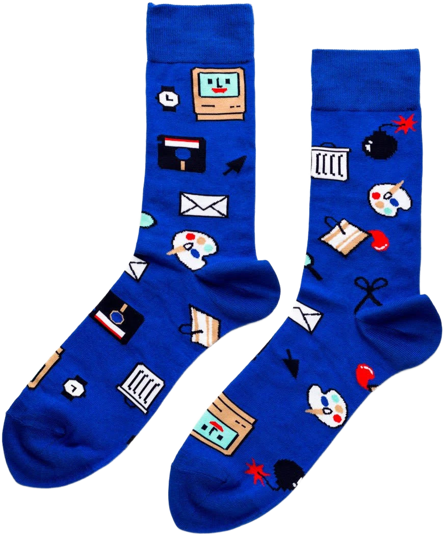 Yellow Owl Vintage Computer Nerd Crew Socks